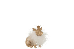 J-Line figuur Varken Kroon - polyresin - goud - small