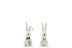 J-Line decoratie Konijn Robert - keramiek - mix - small - 2 stuks