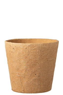 J-Line Bloempot Bistro - cement - naturel - Ø 26 cm - 2 stuks