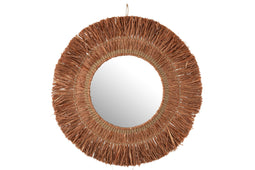 J-Line spiegel Hangend Rond - rotan - bruin