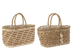 BEACH BAG REED NAT GREY