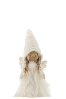 J-Line figuur Meisje Winter - polyresin/textiel - wit - medium
