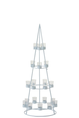 J-Line theelichthouder Boom 21 - metaal/glas - wit