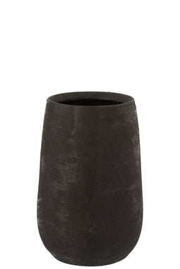 J-Line vaas Oneffen Ruw - keramiek - zwart - small - 31.00 cm hoog