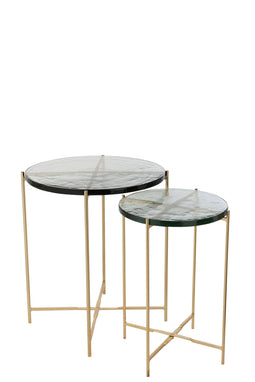 S/2 SIDETABLE OBI GLASS/IRON
