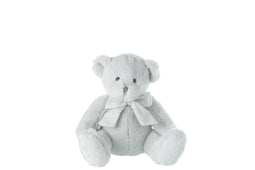 J-Line pluche Beer met strik - polyester - grijs - small