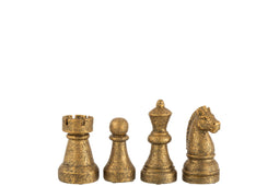 J-Line schaakstuk - polyresin - goud - small - 4 stuks