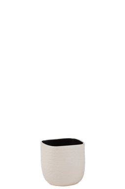 J-Line bloempot Audrey - keramiek - wit - small - Ø 20.50 cm