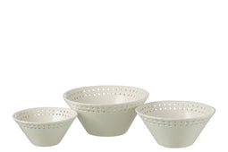 S/3 BOWL CER WHT S/M/L