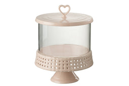 CAKE PLATE UNDER GLA CER PNK L