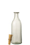 J-Line Lang fles en kurk - glas & hout - transparant - woonaccessoires
