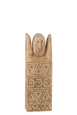 J-Line figuur Afrikaans Gerkefd Happy - hout - naturel