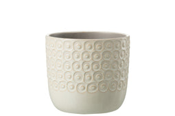 J-Line bloempot Bol - keramiek - wit - small - Ø 12.00 cm - 2 stuks