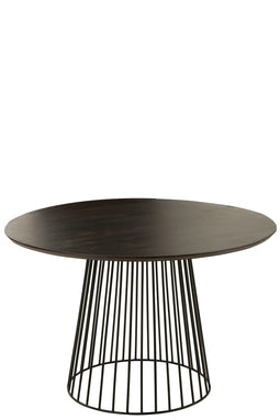 J-Line tafel Rond - mangohout/metaal - naturel - zwart