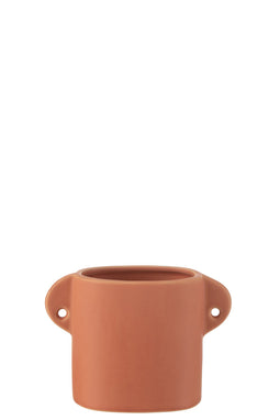 J-Line bloempot Renaissance - keramiek - oranje - Ø 8.50 cm - 2 stuks