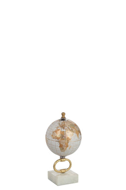 GLOBE ON FT MARB WH/MET GD XS
