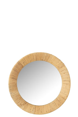 MIRROR ROUND RATTAN NATURAL