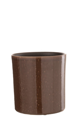 J-Line bloempot Flek - keramiek - bruin - medium - Ø 20.00 cm
