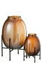 VASE ON FOOT GLASS BROWN LARGE