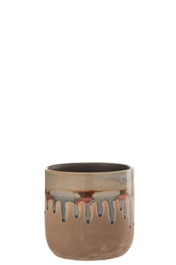 J-Line bloempot Druppel - keramiek - beige/grijs - small - Ø 15.00 cm