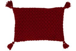 CUSHION KNITTED TASSEL ACR RED