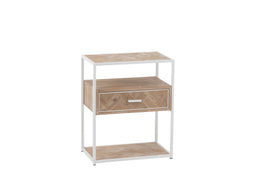 J-Line bijzettafel Zigzag 1 Lade - hout/metaal - naturel/wit