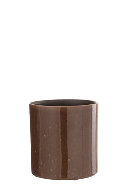 J-Line bloempot Flek - keramiek - bruin - small - Ø 16.00 cm