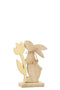 J-Line decoratie Konijn Met Bloem - hout - geel - medium
