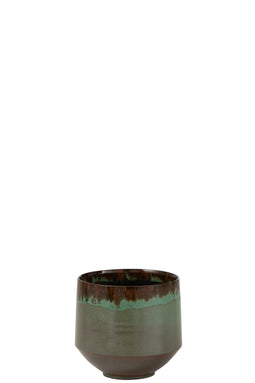 J-Line bloempot Aline - keramiek - groen - small - Ø 20.00 cm