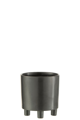J-Line bloempot Smoke - keramiek - grijs/zwart - medium - Ø 15.00 cm