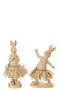 J-Line figuur Konijn Yoga - steen - naturel - 2 stuks