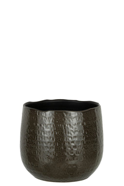 J-Line bloempot Patroon - keramiek - donkergrijs - large - Ø 25.50 cm