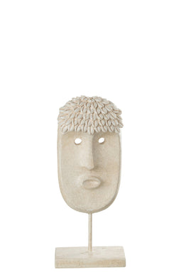 J-Line decoratie Gezicht Staander Etnisch - steen/polyresin - beige - small