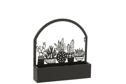 J-Line bloempot Cactus - metaal - zwart - Ø 7.50 cm