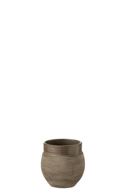 J-Line bloempot Gio - keramiek - bruin - extra small - Ø 15.00 cm - 2 stuks