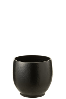 J-Line bloempot Ying - keramiek - zwart - small - Ø 26.00 cm