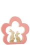 J-Line decoratie Bloem Met Konijn - hout - roze