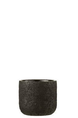 J-Line bloempot Ruw - keramiek - zwart - small - Ø 15.00 cm