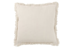 CUSHION FRAYED EDGES COT WHT