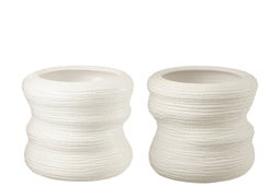 J-Line bloempot Organisch - keramiek - wit - large - Ø 32 cm - 2 stuks