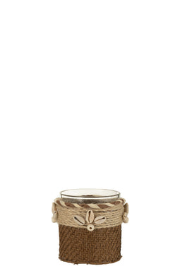 TEALIGHT HOLD+SHELLS GLA BWN
