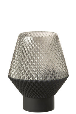 VASE PATT GL GREY S