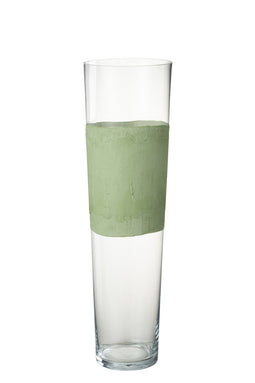 VASE DELPH GLASS TRANS/GREEN L
