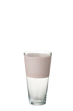 J-Line vaas Delph - glas - transparant/lichtroze - small