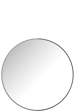 MIRROR ROUND METAL/WOOD BL L