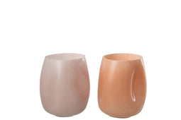 VASE BUMPS GLASS PK/OR S ASS2