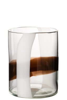J-Line Vaas Iggy - glas - wit/bruin - small