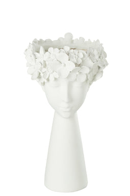 FLOWERPOT HEAD RESIN WH L