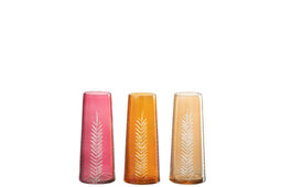 J-Line vaas Bladeren - glas - mix - small - 3 stuks