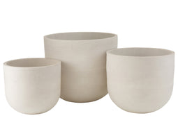 S/3 FLOWERPOTS RND CER HIGH WH